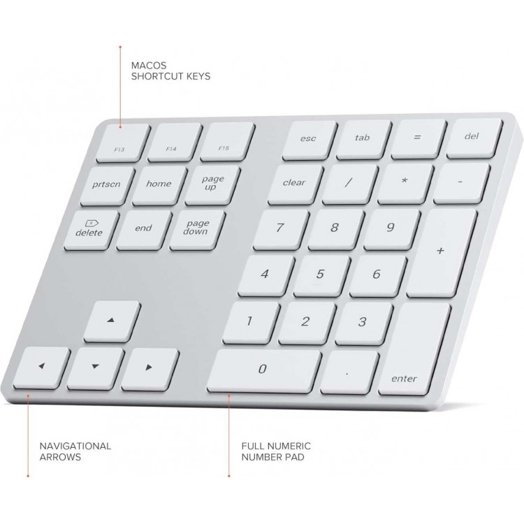 SATECHI BLUETOOTH EXTENDED Ασύρματο αριθμητικό πληκτρολ΄όγιο 34 πλήκτρων, aluminium design, MacOS - ΑΣΗΜΙ - SA-ST-XLABKS