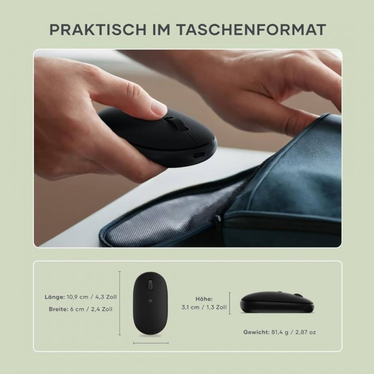SATECHI ONTHEGO Bluetooth Ασύρματο ποντίκι με USB-C Επαναφορτιζόμενη μπαταρία - ΜΑΥΡΟ - SA-ST-MOTGK