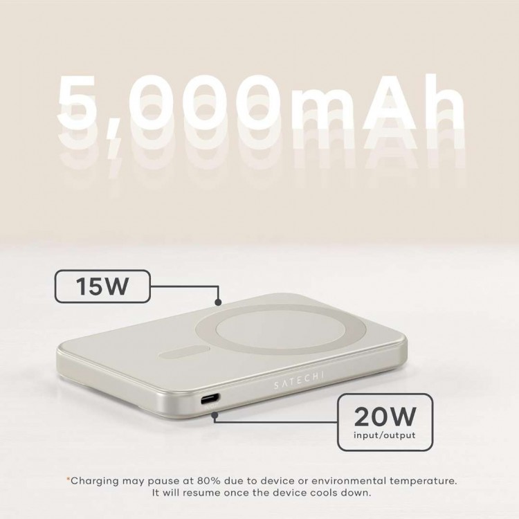 SATECHI OntheGo Qi2 Ασύρματος PowerBank 5.000mAh Φορτιστής με Αναδιπλούμενη 15W βάση - Sand ΜΠΕΖ - SA-ST-B5Q2SW