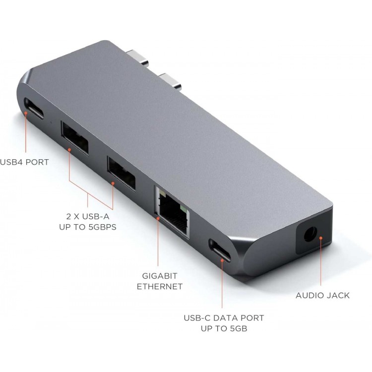 Satechi Αλουμινίου USB-C Pro Hub Mini Multiport Adapter για Apple MacBook Pro M1,M2,M3 series (2016-2024) - Γκρι - SA-ST-UCPHMIM