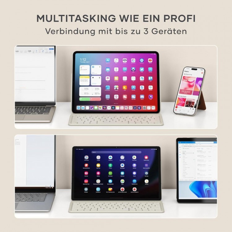 SATECHI ONTHEGO Ασύρματο πληκτρολόγιο Bluetooth Αλουμινίου QWERTY - Sand ΜΠΕΖ - SA-ST-KOTGW-EN