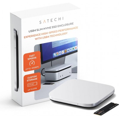 Satechi ultra-slim Aluminum Type-C USB4, Thunderbolt 5/4/3, NVMe SSD enclosure με καλώδιο για Apple Mac Mini M4 2024 - ΑΣΗΜΙ - SA-ST-EU4SNSS