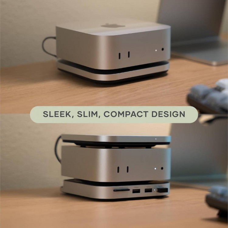 Satechi ultra-slim Aluminum Type-C USB4, Thunderbolt 5/4/3, NVMe SSD enclosure με καλώδιο για Apple Mac Mini M4 2024 - ΑΣΗΜΙ - SA-ST-EU4SNSS