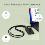 SATECHI OntheGo 2-σε-1 60W USB-C Lanyard Universal Crossbody ιμάντας με ενσωματωμένο Braided καλώδιο δεδομένων για SMARTPHONES, 1.5μ, - ΜΑΥΡΟ - SA-ST-LOTGLK