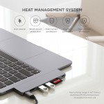 Satechi Αλουμινίου USB-C 100W PD multiport Adapter Pro Slim 7-σε-1 hub για APPLE MACBOOK σειράς M1/M2/M3/Μ4 - ΓΚΡΙ - SA-ST-HUCPHSM