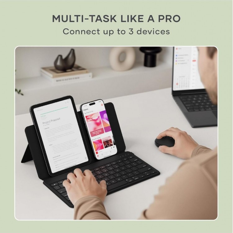 SATECHI ONTHEGO Ασύρματο πληκτρολόγιο Bluetooth Αλουμινίου QWERTY - ΜΑΥΡΟ - SA-ST-KOTGK-EN