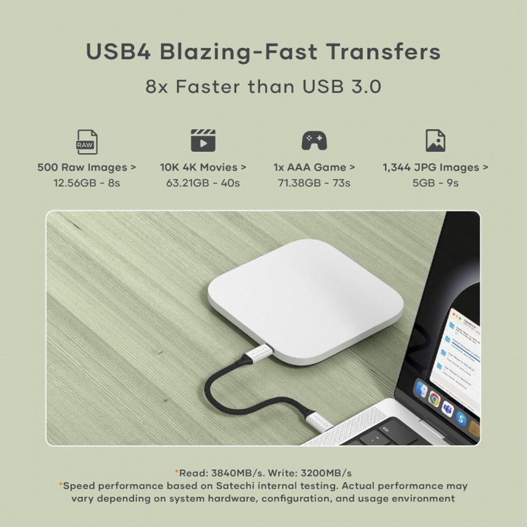Satechi ultra-slim Aluminum Type-C USB4, Thunderbolt 5/4/3, NVMe SSD enclosure με καλώδιο για Apple Mac Mini M4 2024 - ΑΣΗΜΙ - SA-ST-EU4SNSS