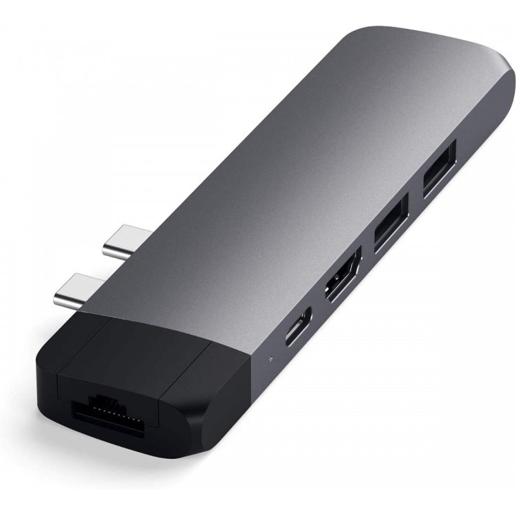 Satechi Αλουμινίου USB-C multiport Pro hub με 2Χ θύρες USB-A, 1X microSD θύρα, 1Χ θύρα Gigabit Ethernet & 4K HDMI  - ΓΚΡΙ - SA-ST-TCPHEM