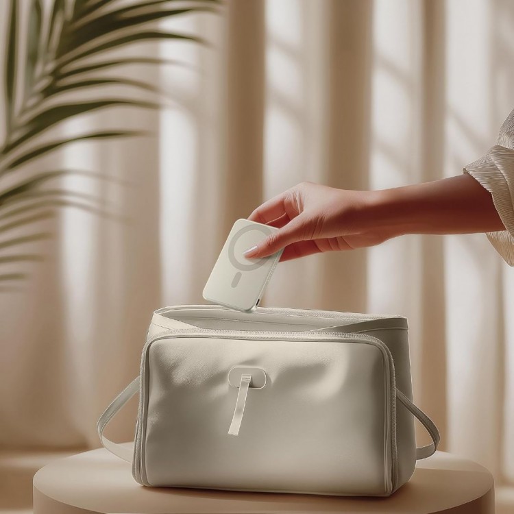 SATECHI OntheGo Qi2 Ασύρματος PowerBank 5.000mAh Φορτιστής με Αναδιπλούμενη 15W βάση - Sand ΜΠΕΖ - SA-ST-B5Q2SW