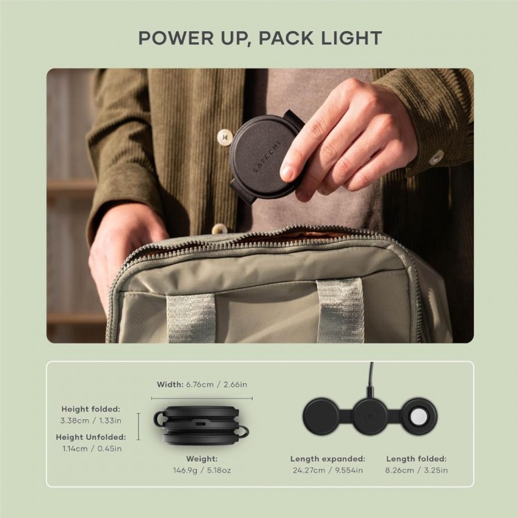 SATECHI OntheGo 3-in-1 Ασύρματος Φορτιστής με Αναδιπλούμενη Qi2 βάση για Αpple iPhone, APPLE AIRPODS, Apple Watch Series 15W - ΜΑΥΡΟ - SA-ST-QTG31K