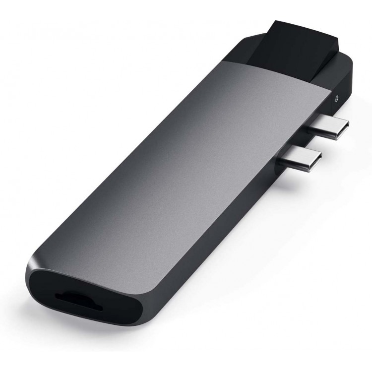 Satechi Αλουμινίου USB-C multiport Pro hub με 2Χ θύρες USB-A, 1X microSD θύρα, 1Χ θύρα Gigabit Ethernet & 4K HDMI  - ΓΚΡΙ - SA-ST-TCPHEM