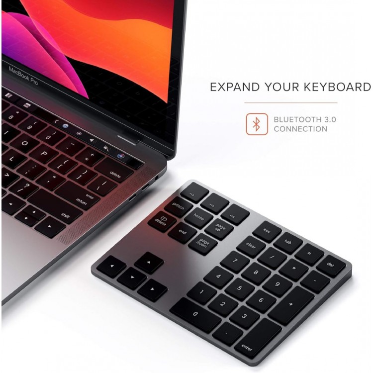 SATECHI BLUETOOTH EXTENDED Ασύρματο αριθμητικό πληκτρολόγιο 34 πλήκτρων, aluminium design, MacOS - ΓΚΡΙ - SA-ST-XLABKM