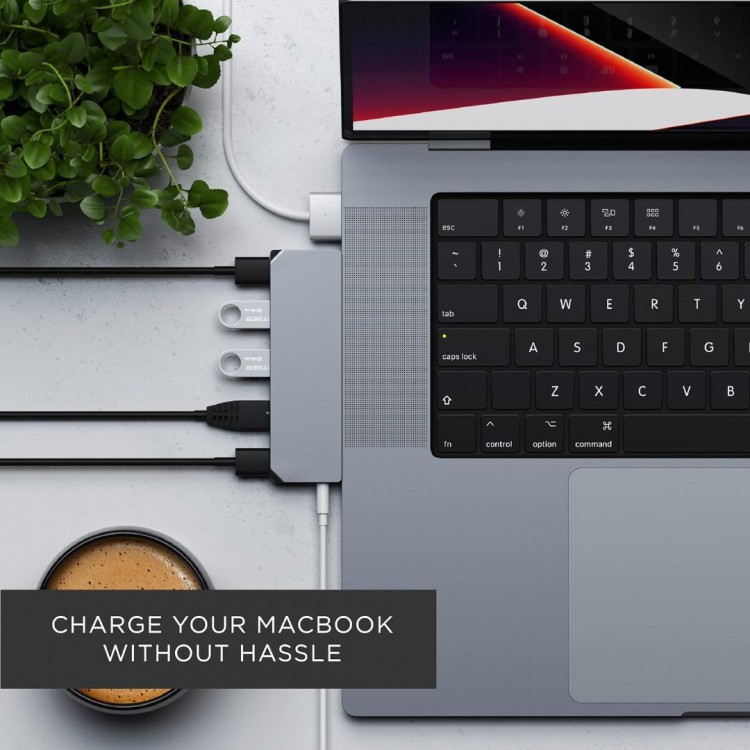 Satechi Αλουμινίου USB-C Pro Hub Mini Multiport Adapter για Apple MacBook Pro M1,M2,M3 series (2016-2024) - Γκρι - SA-ST-UCPHMIM