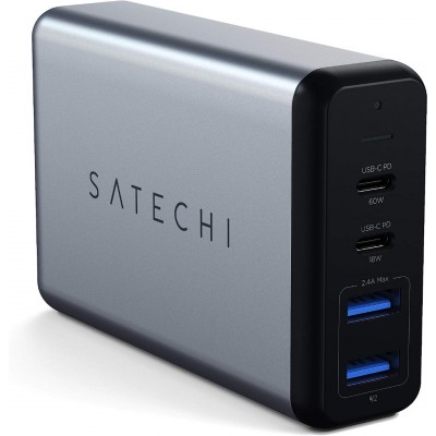 Satechi Desktop Charger 75W 2XUSB-C PD GaN + 2XUSB 3.0 Compact  Επιτραπέζιος φορτιστής HUB - ΓΚΡΙ - SA-ST-MC2TCAM