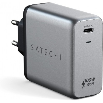 Satechi 100W PD GaN Οικιακός Φορτιστής τοίχου USB-C - ΓΚΡΙ - SA-ST-UC100WSM-EU