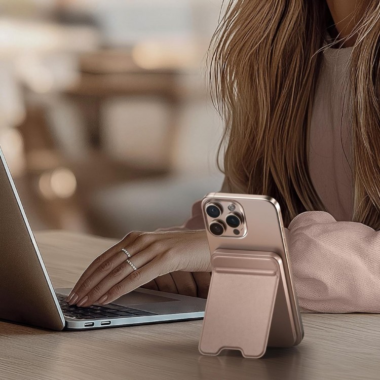 SATECHI OntheGo Qi2 Ασύρματος PowerBank 5.000mAh Φορτιστής με Αναδιπλούμενη 15W βάση - Desert ΡΟΖ - SA-ST-B5Q2SR