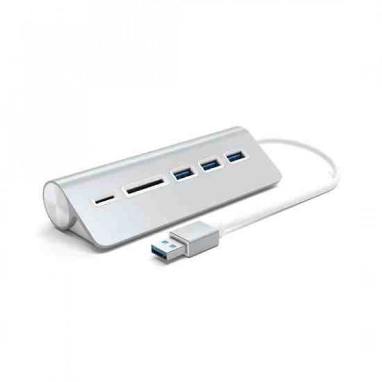 Satechi Αλουμινίου USB 3.0 hub με 3Χ θύρες USB-A και MicroSD / SD card reader - ΑΣΗΜΙ - SA-ST-3HCRS 