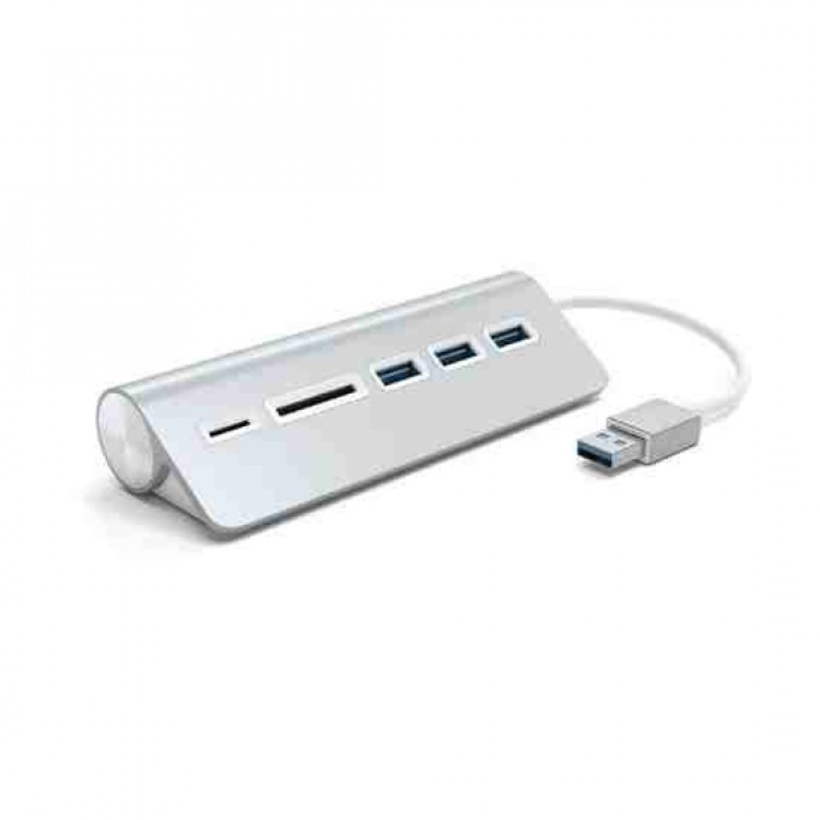 Satechi Αλουμινίου USB 3.0 hub με 3Χ θύρες USB-A και MicroSD / SD card reader - ΑΣΗΜΙ - SA-ST-3HCRS 