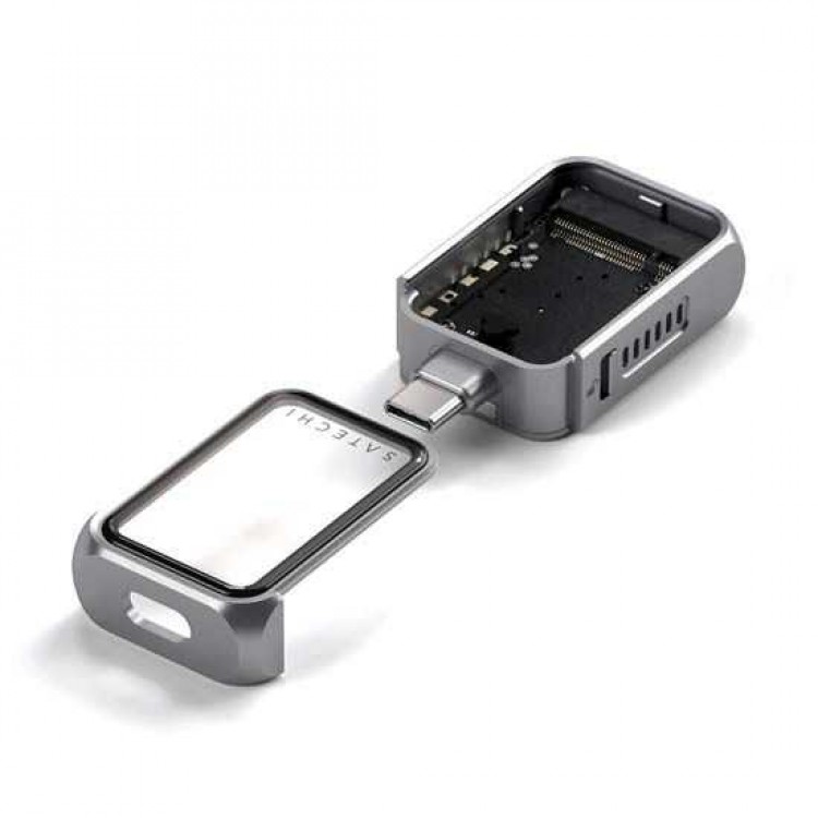 SATECHI USB-C Mini NVMe 2230 SSD Θήκη μεταφοράς Compact με USB-C connector, active ψύξη ταχύτητα μεταφορ΄άς δεδομένων ώς 10 Gbps - ΓΚΡΙ - SA-ST-E2230M
