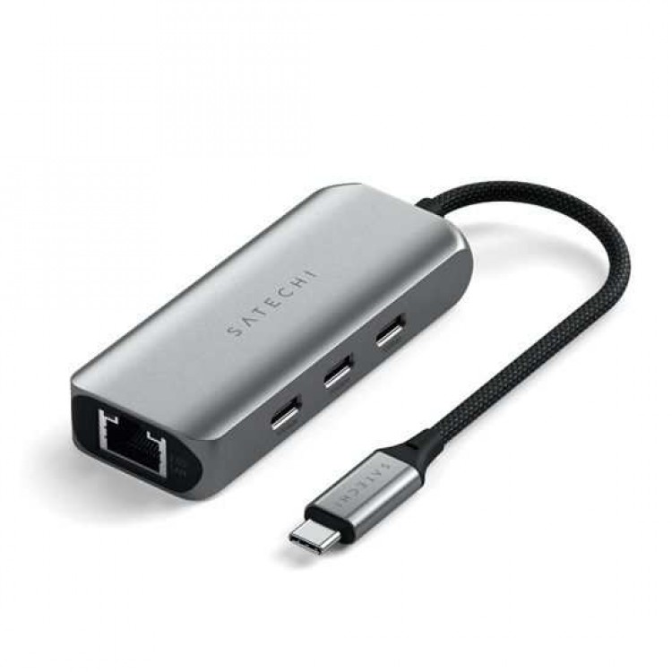 Satechi Aluminum 4-In-1 USB-C Hub με 2.5 Gigabit Ethernet - ΓΚΡΙ - SA-ST-H3C25EM