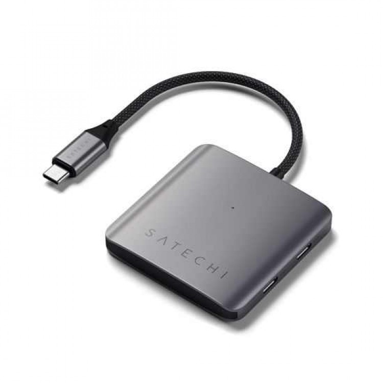 Satechi Aluminum PD USB-C 100W multiport hub με 4ΧΘύρες USB-C - ΓΚΡΙ - SA-ST-H4CPDM