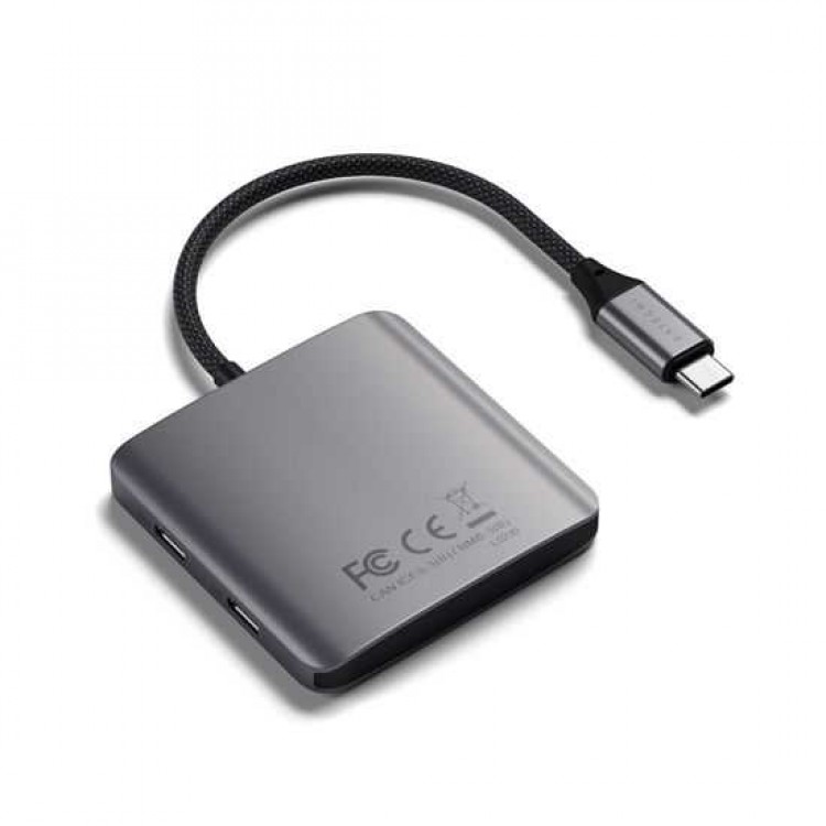 Satechi Aluminum PD USB-C 100W multiport hub με 4ΧΘύρες USB-C - ΓΚΡΙ - SA-ST-H4CPDM