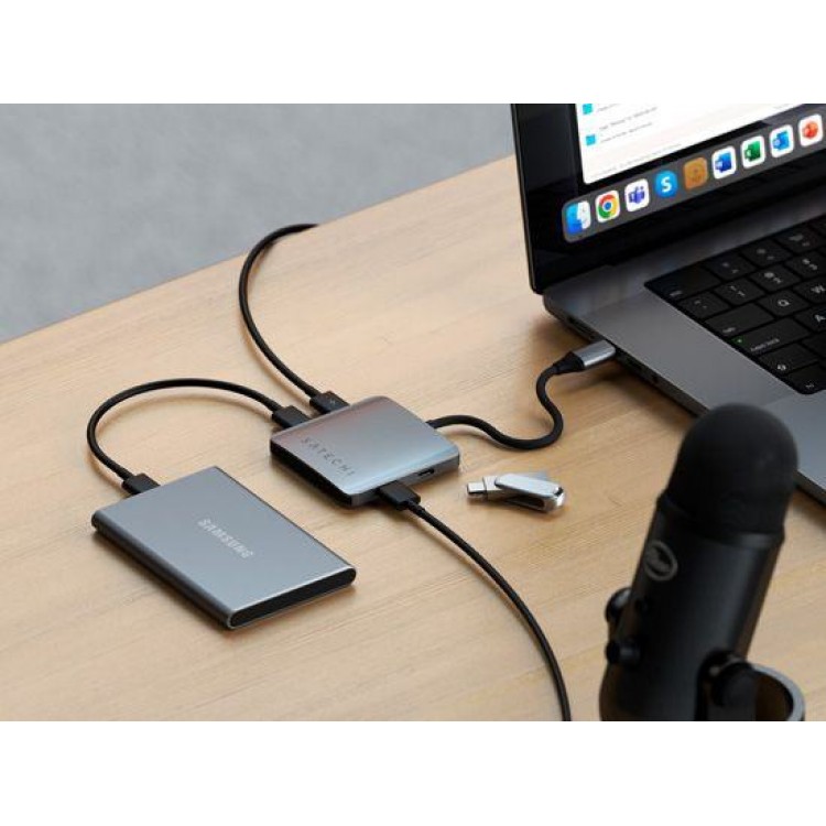 Satechi Aluminum PD USB-C 100W multiport hub με 4ΧΘύρες USB-C - ΓΚΡΙ - SA-ST-H4CPDM