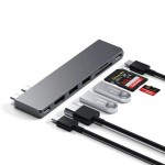 Satechi Αλουμινίου USB-C 100W PD multiport Adapter Pro Slim 7-σε-1 hub για APPLE MACBOOK σειράς M1/M2/M3/Μ4 - ΓΚΡΙ - SA-ST-HUCPHSM