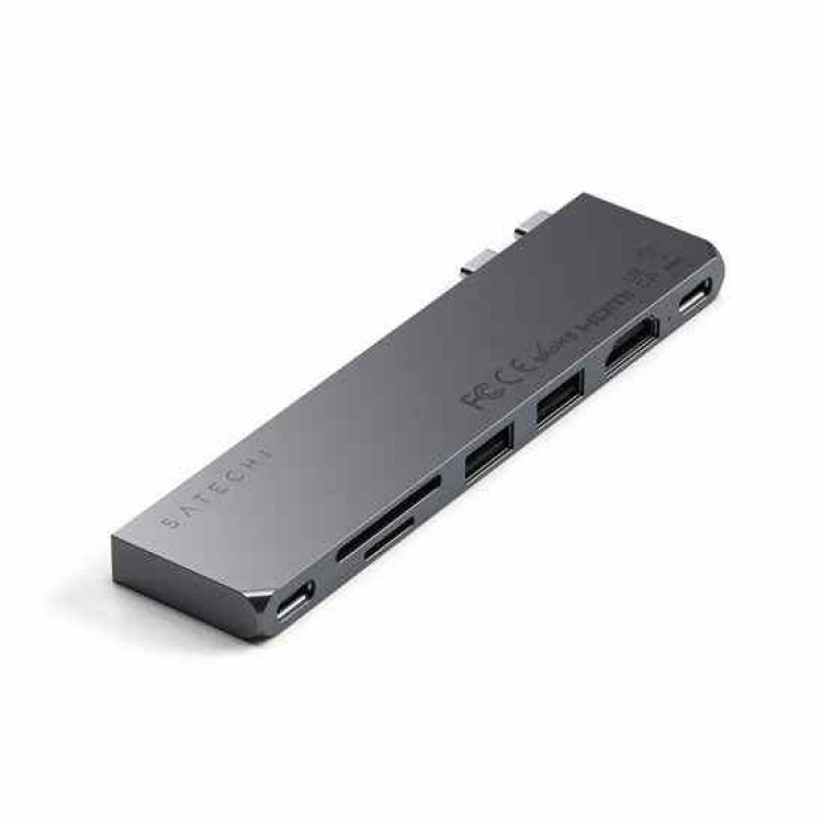 Satechi Αλουμινίου USB-C 100W PD multiport Adapter Pro Slim 7-σε-1 hub για APPLE MACBOOK σειράς M1/M2/M3/Μ4 - ΓΚΡΙ - SA-ST-HUCPHSM