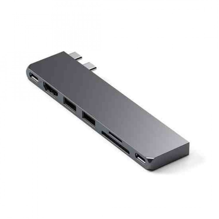 Satechi Αλουμινίου USB-C 100W PD multiport Adapter Pro Slim 7-σε-1 hub για APPLE MACBOOK σειράς M1/M2/M3/Μ4 - ΓΚΡΙ - SA-ST-HUCPHSM