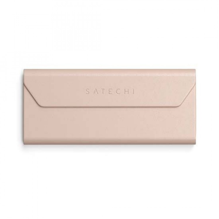 SATECHI Δερμάτινη έξυπνη θήκη για Οπτικά/Γυαλιά με λειτουργία FindAll/Apple Find My tracking και ασύρματη φόρτιση - Desert ΡΟΖ - SA-ST-LFAGCR