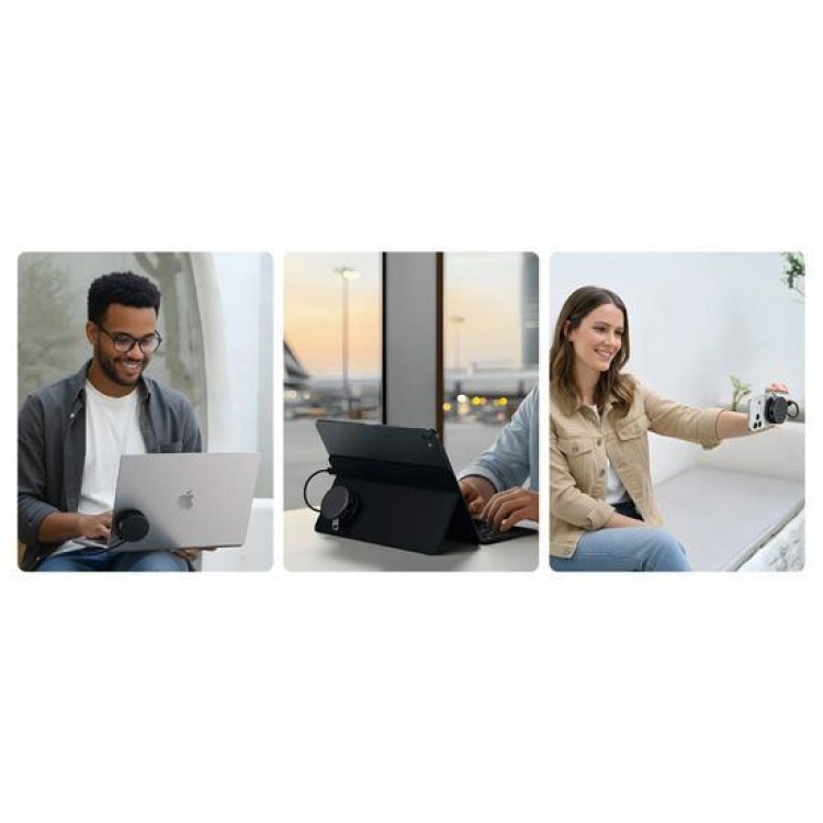 Satechi OntheGo 7-σε-1 Portable Μαγνητικό 100W PD multiport Adapter, με USB-A, USB-C PD, 4K HDMI, SD/microSD, Gigabit Ethernet - ΜΑΥΡΟ - SA-ST-POTG7C