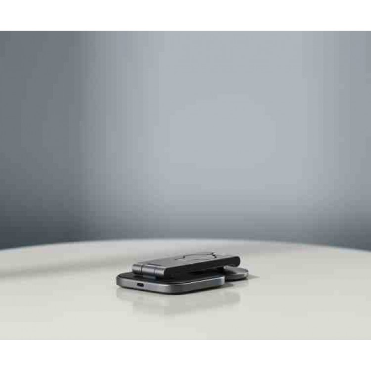 Satechi 3 σε 1 MagSafe Αναδιπλούμενη Qi2 Mαγνητική Βάση Ασύρματης Φόρτισης για Αpple iPhone, Apple Watch Series και Airpods 15W - ΓΚΡΙ - SA-ST-Q31FM-EA 