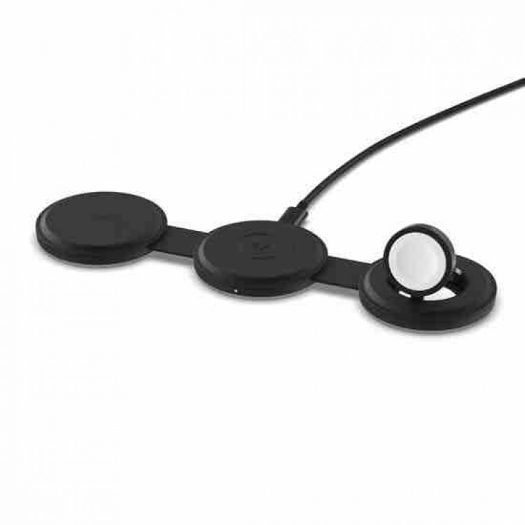SATECHI OntheGo 3-in-1 Ασύρματος Φορτιστής με Αναδιπλούμενη Qi2 βάση για Αpple iPhone, APPLE AIRPODS, Apple Watch Series 15W - ΜΑΥΡΟ - SA-ST-QTG31K