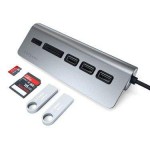 Satechi Αλουμινίου TYPE-C hub με 3Χ θύρες USB-A και MicroSD / SD card reader - ΓΚΡΙ - SA-ST-TCHCRM