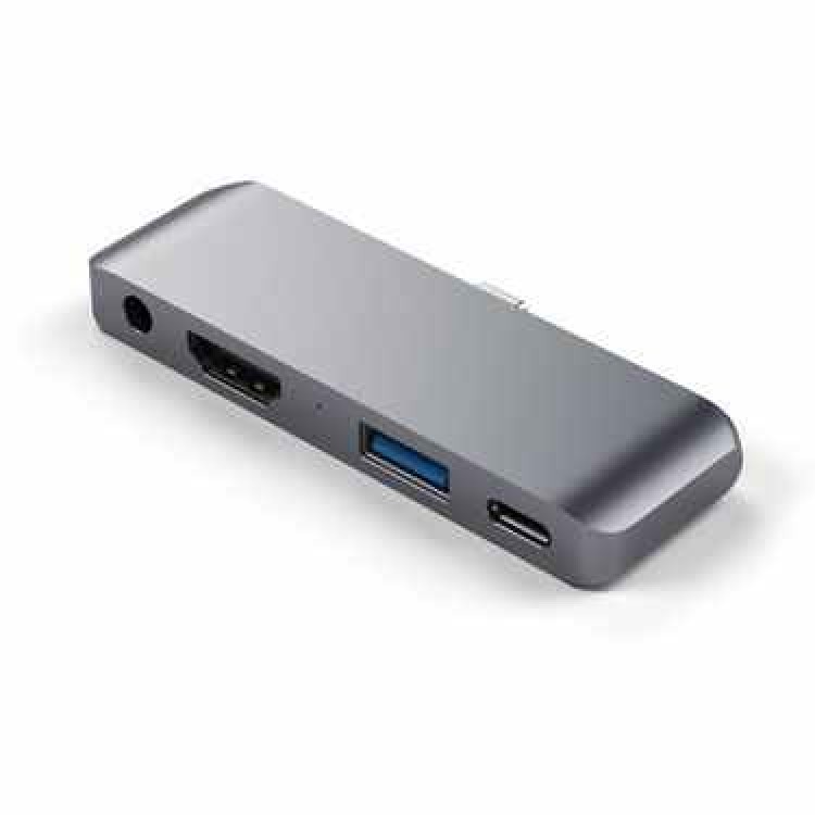 Satechi Αλουμινίου USB-C PD Mobile Pro Hub, 4K HDMI, USB 3.0 & 3.5mm Audio - ΓΚΡΙ - SA-ST-TCMPHM