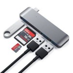 Satechi USB-C Combo Hub Adapter 3X Θύρες USB-A 3.0 Αλουμινίου, 3-σε-1, με αναγνώστη καρτών Micro SD/SD/TF - ΓΚΡΙ - SA-ST-TCUHM