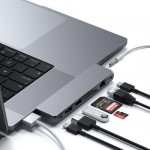 Satechi Aluminum USB-C Pro Hub Max Multiport Adapter για Apple MacBook Pro M1,M2,M3 series (2016-2024) - ΓΚΡΙ - SA-ST-UCPHMXM