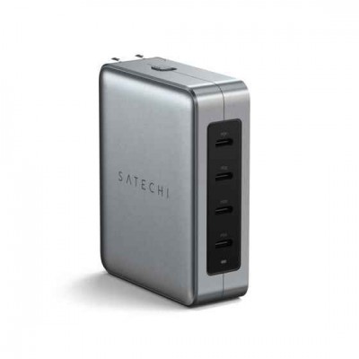 Satechi 145W Επιτραπέζιος φορτιστής Travelling HUB με 4xUSB-C (2xUSB-C PD 3.1/ 2xUSB-C PD 3.0) GaN και Καλώδιο USB-C- ΓΚΡΙ - SA-ST-W145GTM