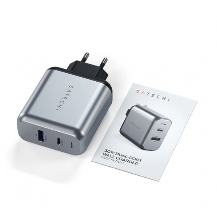 Satechi 30W Dual-Port Οικιακός Φορτιστής τοίχου USB-C/USB-A - SA-ST-MCCAM-EU