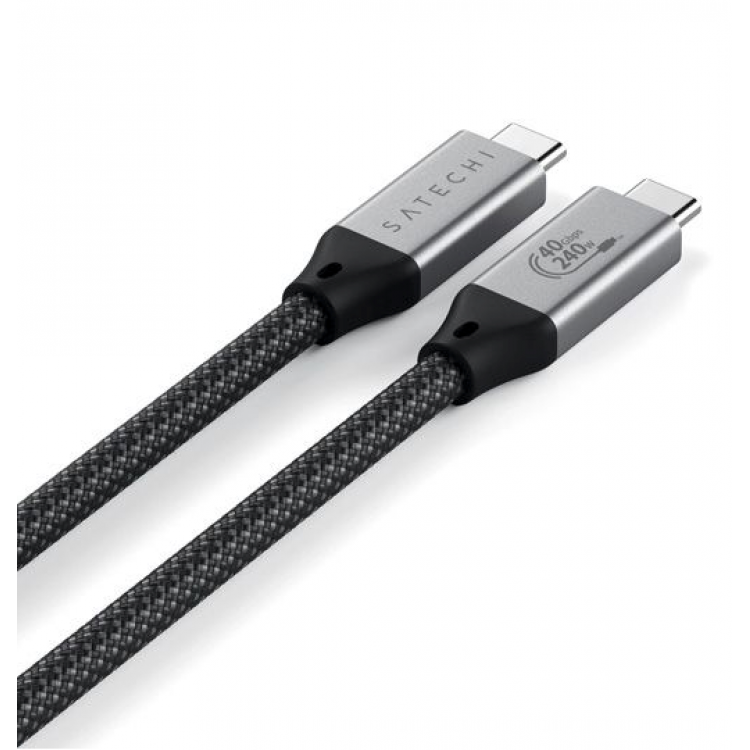 SATECHI Braided USB 4 - 40Gbps Καλώδιο μεταφοράς δεδομένων & Φόρτισης 240W USB-C 1.2μ. - Μαύρο - SA-ST-YU4120M
