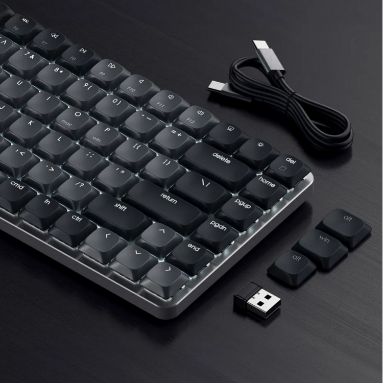 SATECHI Slim SM1 Mechanical Bluetooth LED Backlit Ασύρματο Gaming πληκτρολόγιο για Apple Mac, iMac, Macbook, Windows PCS - QWERTY - ΣΚΟΥΡΟ ΓΚΡΙ - ST-KSM1DK-EN