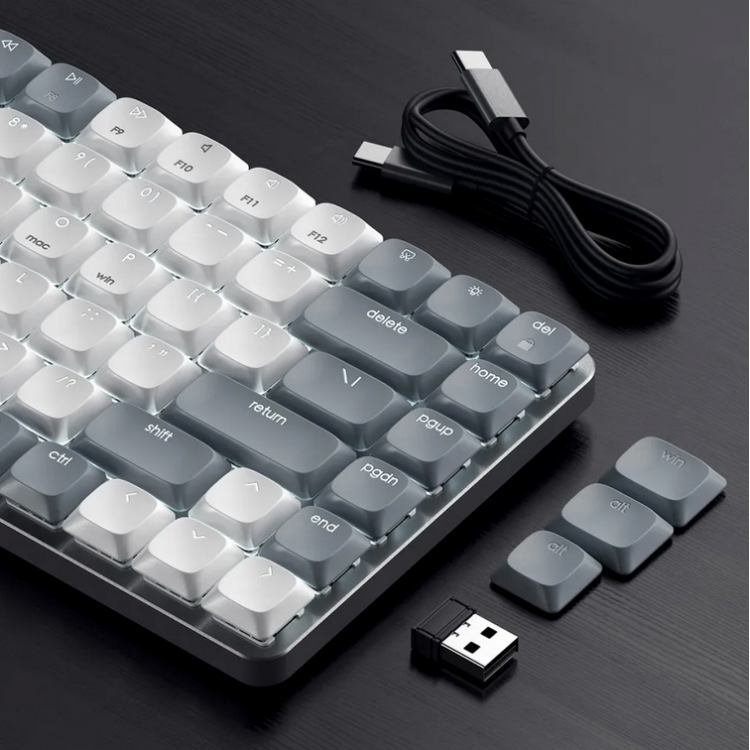 SATECHI Slim SM1 Mechanical Bluetooth LED Backlit Ασύρματο Gaming πληκτρολόγιο για Apple Mac, iMac, Macbook, Windows PCS - QWERTY - ΓΚΡΙ - ST-KSM1LT-EN