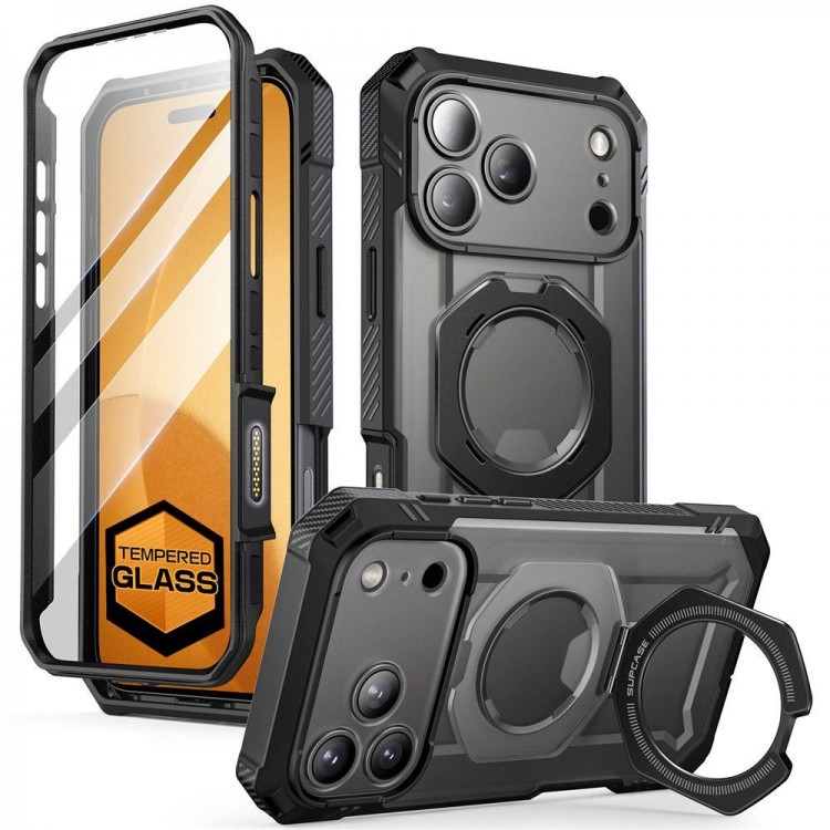 Θήκη SUPCASE UB GRIP PRO MAG MAGSAFE 360 με HD Προστασία οθόνης/βάση στήριξης/δακτυλίδι για APPLE iPhone 17 PRO MAX 6.9 5G 2025 - ΜΑΥΡΟ