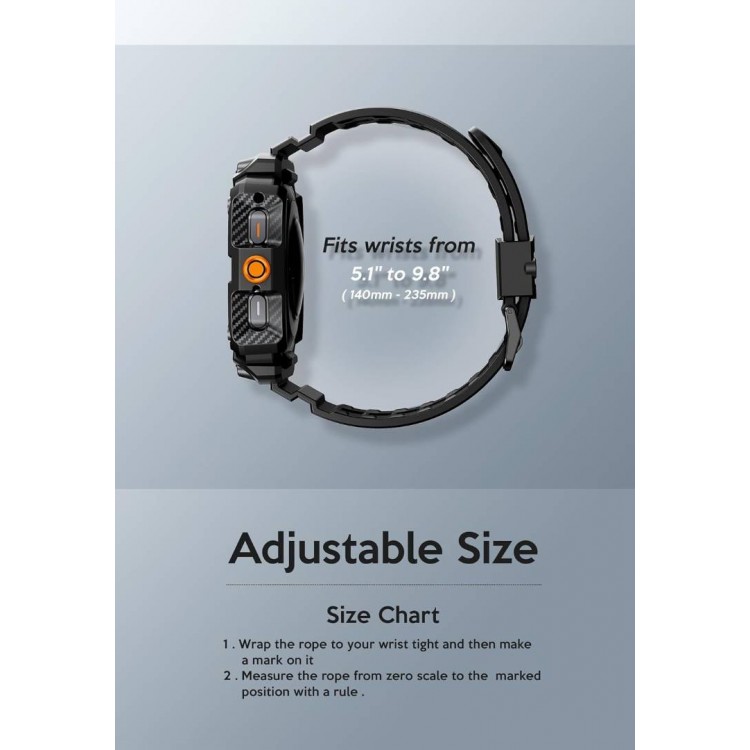 Θήκη SUPCASE IBLSN ARMORBOX Rugged με λουράκι, 2 Χ Προστατευτικά οθόνης για SAMSUNG GALAXY WATCH ULTRA - 47 MM - ΜΑΥΡΟ