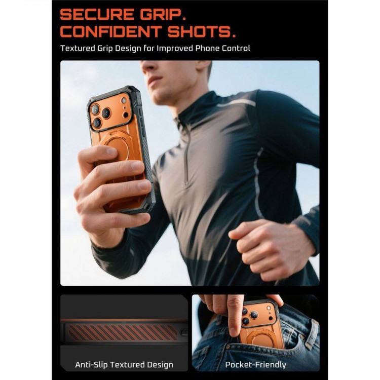 Θήκη SUPCASE UB GRIP PRO MAG MAGSAFE 360 με HD Προστασία οθόνης/βάση στήριξης/δακτυλίδι για APPLE iPhone 17 PRO MAX 6.9 5G 2025 - ΔΙΑΦΑΝΟ/ΚΟΡΑΛ ΠΟΡΤΟΚΑΛΙ