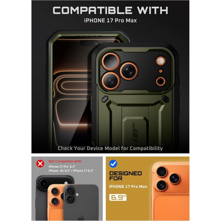 Θήκη SUPCASE UNICORN BEETLE PRO για Apple IPHONE 17 PRO MAX 6.9 5G 2025 - GULDAN ΠΡΑΣΙΝΟ ΧΑΚΙ