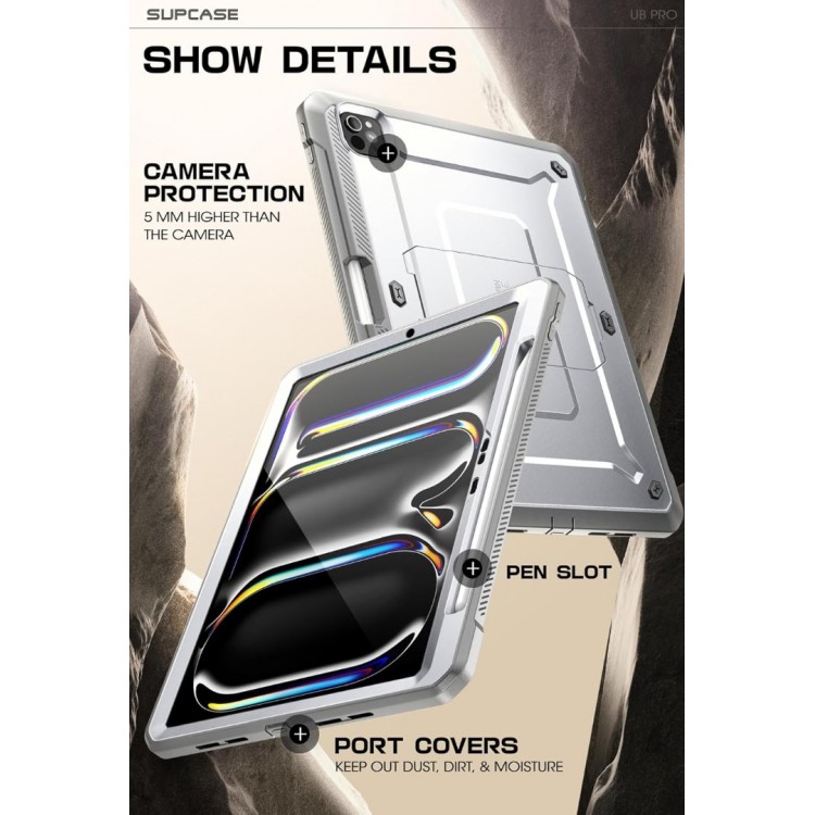 Θήκη SUPCASE UNICORN BEETLE PRO για Apple IPAD PRO 13 2024 7ης Γενιάς - ΛΕΥΚΟ ΓΚΡΙ