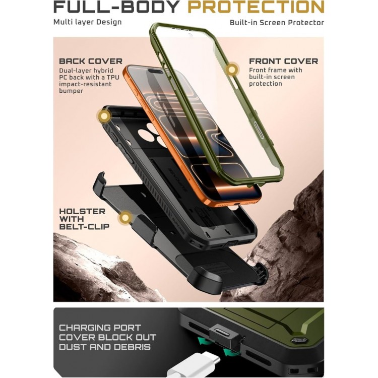Θήκη SUPCASE UNICORN BEETLE PRO για Apple IPHONE 17 PRO MAX 6.9 5G 2025 - GULDAN ΠΡΑΣΙΝΟ ΧΑΚΙ