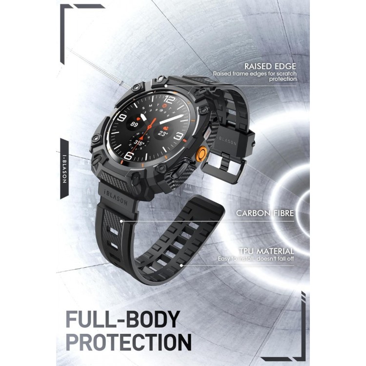 Θήκη SUPCASE IBLSN ARMORBOX Rugged με λουράκι, 2 Χ Προστατευτικά οθόνης για SAMSUNG GALAXY WATCH ULTRA - 47 MM - ΜΑΥΡΟ